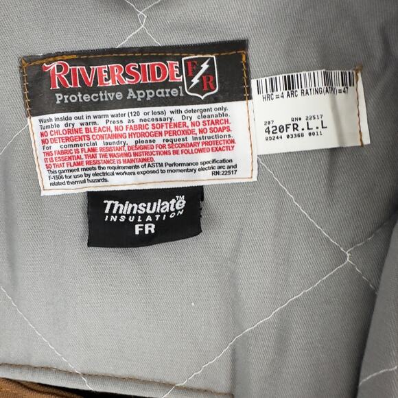 Riverside Protect‎ Apparel Flame Resistant heavy duty brown work jacket Men L - Picture 9 of 16